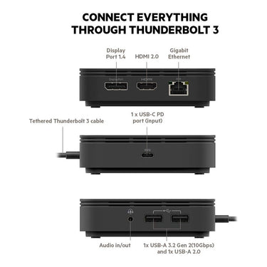 Belkin Thunderbolt 3 Dock Core with Thunderbolt 3 Cable for Mac and Windows) Dual 4K @60Hz, 40Gbps Transfer Speeds, 60W Upstream Charging